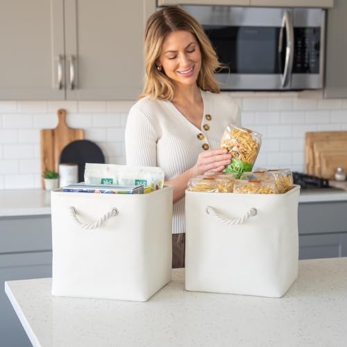 OrganiHaus 12x12 Cube Storage Bins, Rope Handles - Image 4