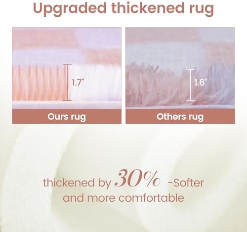 Super Soft Rug for Bedroom, 5x8 Ft Pink and White Area Rug Classic Checkered - Image 5