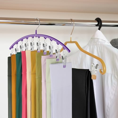 Volnamal Legging Organizer for Closet, 4 Pack Metal Yoga Pants Hanger-Purple - Image 6