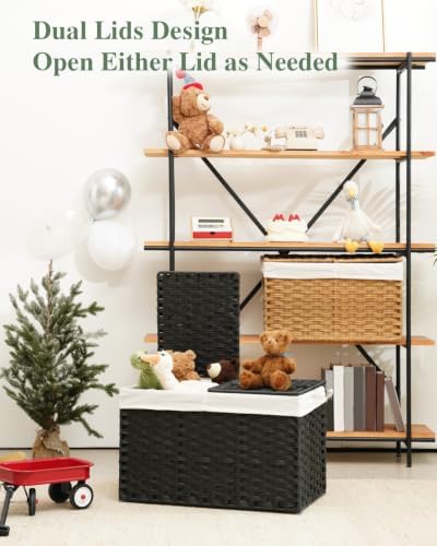 SETVSON Storage Basket with Lid PE Rattan Storage Basket 105L - Image 5