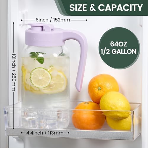 Mason Jar Pitcher, 64 oz, Glass Pitcher - Image 3