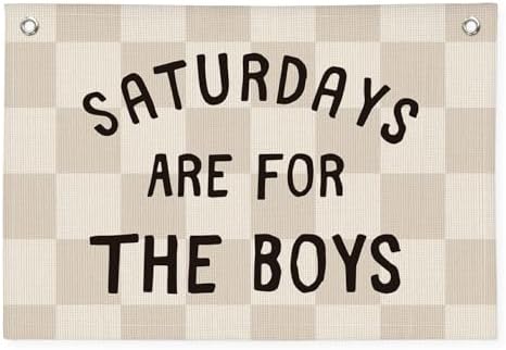 Boys Banner Flags for Bedroom, Linen Canvas Banner Wall Hanging Flag Decor for by Wheatwin