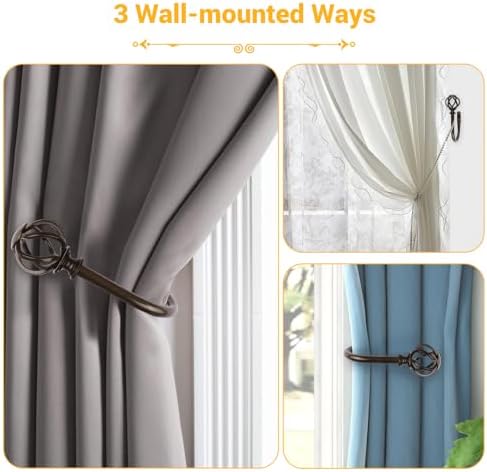 USFOOK Bronze Curtain Holdbacks, Decorative Drapery Tiebacks, 2 Pack/1 Pair - Image 4