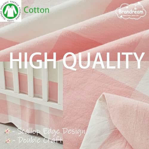 Brandream Scallop Edge Cotton Crib Skirt, Baby Boy Girl Gender Neutral Crib - Image 2