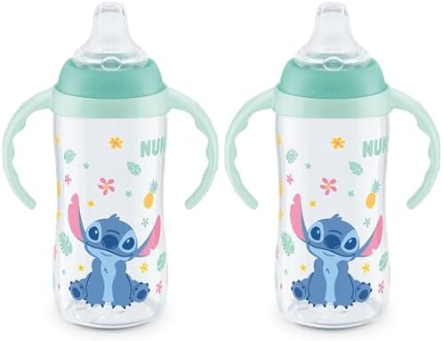 NUK Learner Cup, 10 Oz, Disney's Stitch – Soft Spout, Easy-Grip Handles by NUK