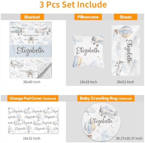 Custom Baby Girl Minky Crib Bedding Set, Air Balloon Bedding 3 Pcs Set - Image 4