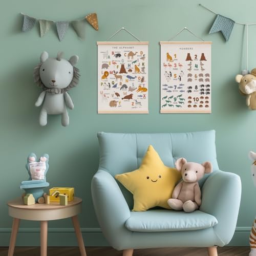 XFN Cute Animal Number Chart Alphabet Poster Hanger, ABC Chart Wall Decor - Image 4