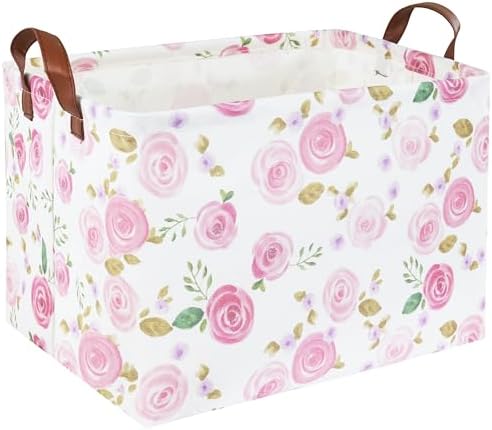Rose Pink Baby Basket Nursery Baskets Girl Baby Storage Bins Rectangular Cute by DDBASKET