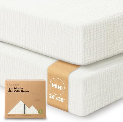 2pk Muslin Mini Crib Sheets for Boys, 38x26 Fitted Sheet by KeaBabies