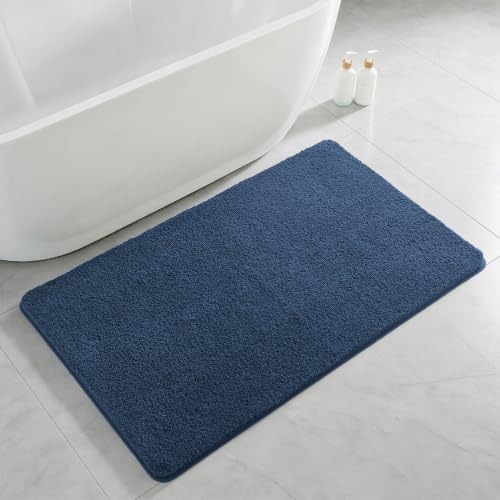 Polyester Bathroom Rug 30"x50" Navy Blue, Large Soft Bath Mat by Kildoss
