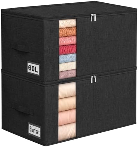 60L Rigid-Sided Blanket Storage Bags, 2 Pack by Boailydi