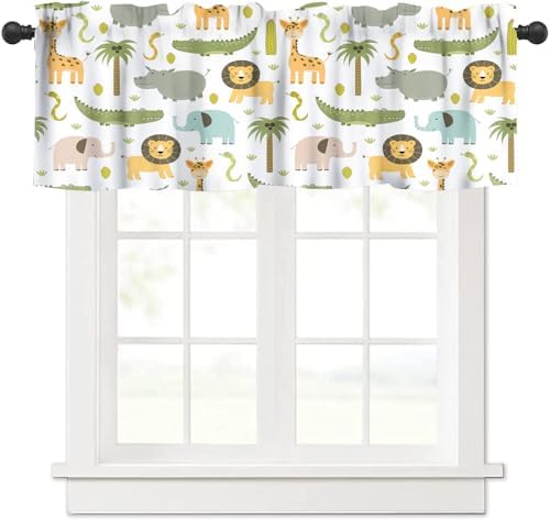 Cartoon Safari Animals Valance Curtain by AAVEUP
