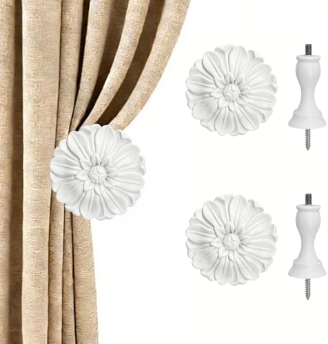 White Blossom Curtain Holdbacks Set 2 by Unknown
