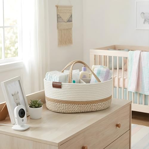 DECOMOMO Diaper Caddy, Empty Woven Basket - Image 4