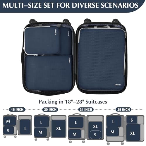 Gonex Compression Packing Cubes, 4-Piece Expandable Travel Organizers - Image 5