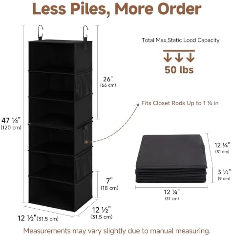 StorageWorks Hanging Closet Organizer, 6-Shelf - Image 3
