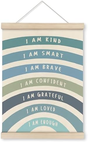 HRQKO Blue I Am Kind Smart Inspirational Poster Hanger Frame, Boho Rainbow Wall by HRQKO