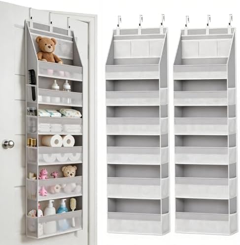 KMSCO Over The Door Organizer 6 Large +13 Mesh Side Pockets by kmsco