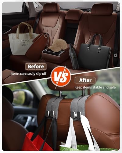 Headrest Hooks for Car, 4 Pack Car Seat Back Organizer Storage Hook, Double - Image 5