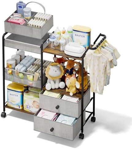 BBLIKE Diaper Caddy Organizer, Baby Storage Cart by BBLIKE