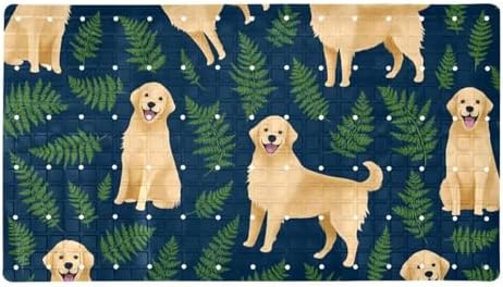 Bathtub Mat Non Slip 26.8x15.1 Inch, Dogs Leaves Shower Mat by Anna+Cowper
