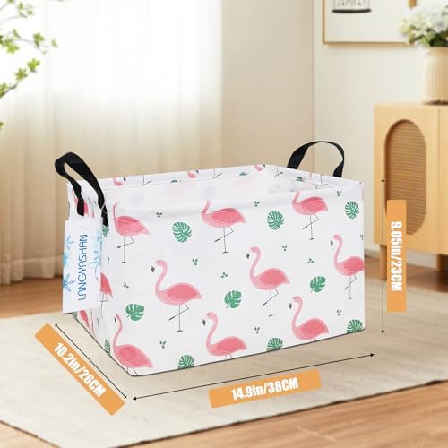 Rectangular Collapsible Leaf Flamingo Storage Basket Nursery Organizer - Image 2