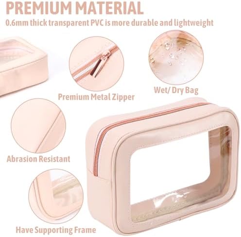YOPCDJ 3Pack Clear Toiletry Bag, TSA Approved Travel Makeup Pouch - Image 3