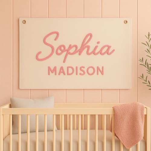 Personalized Baby Name Sign for Nursery Decor, Canvas Name Flag - Image 2