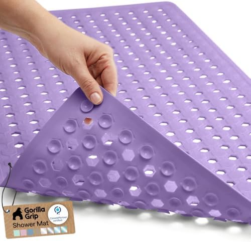 GORILLA GRIP Bath Tub Shower Mat, Bathtub Floor Liner, 35x16 Purple Opaque by GorillaGrip