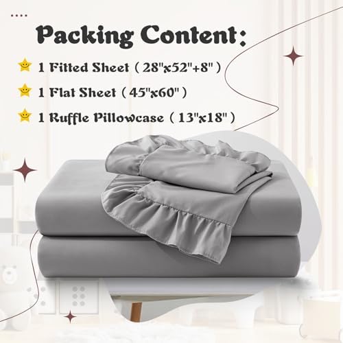 KKJIAF 3 Piece Grey Toddler Sheet Set - Image 2