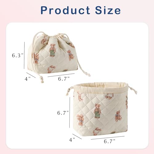 uekeboag 2Pcs Quilted Cotton Makeup Bag and Drawstring Bag - Image 3