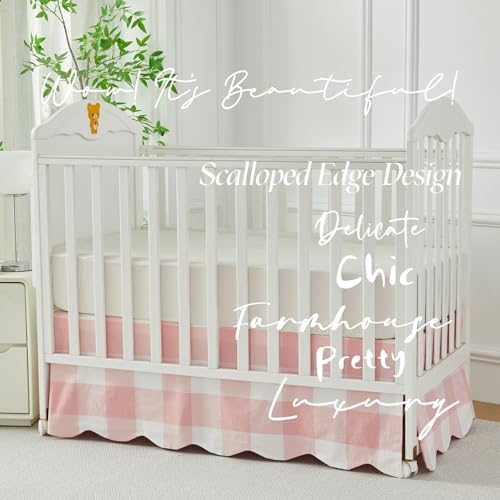 Brandream Scallop Edge Cotton Crib Skirt, Baby Boy Girl Gender Neutral Crib - Image 4