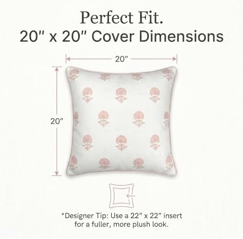 Jillien Harbor “The Lauderdale” Floral Block Print Pillow Cover – Blush Pink - Image 4