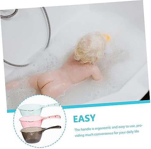 Cabilock 3Pcs Baby Bath Water Ladle Set Thick Plastic Scoop Long Handle - Image 2