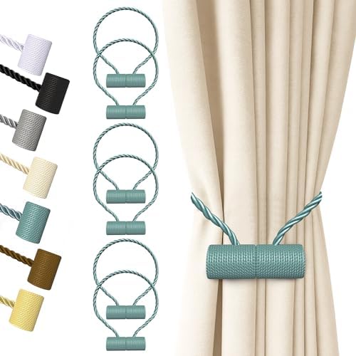 Hion Magnetic Curtain Tiebacks Blue 6pcs, Curtain Holdbacks Hooks Holders by Hion