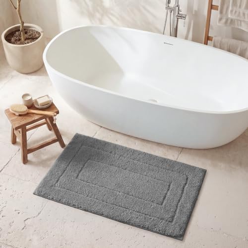 GRANNY SAYS Dark Grey Bathroom Rug 16" x 24", Non-Slip Microfiber Bath Mat by GRANNYSAYS