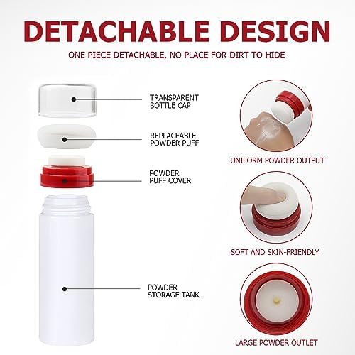 2Pcs Empty Loose Powder Dispenser Bottle Portable Travel Powder Puff Case Baby - Image 4