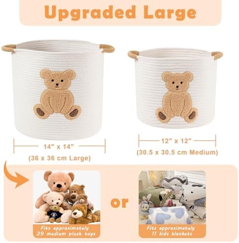 Large Blanket Baskets for Living Room, Teddy Bear Baskets Toy Storage Basket - Image 5
