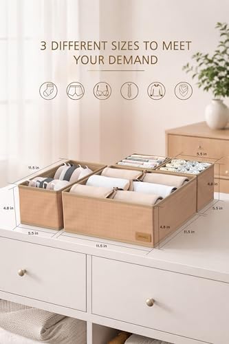 Dresser Drawer Organizer Clothes, 6 Pack Foldable Storage Boxes - Image 4