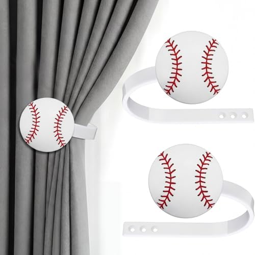 Briwooody 2 Pcs Baseball Curtain Tiebacks Acrylic Sport Curtain Tiebacks by Briwooody