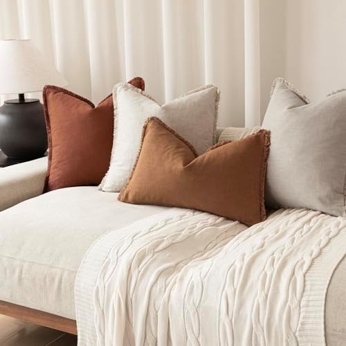 Foindtower Decorative Linen Fringe Throw Pillow Covers Cozy Boho Farmhouse - Image 6