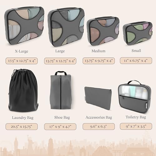 Shacke 8 Set Packing Cubes for Travel, Shoe & Toiletry Bags - Image 4