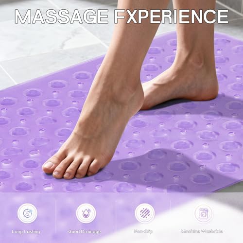 Anti-Slip Bathtub Shower Mat 40×16 Inch Clear Purple - Image 4