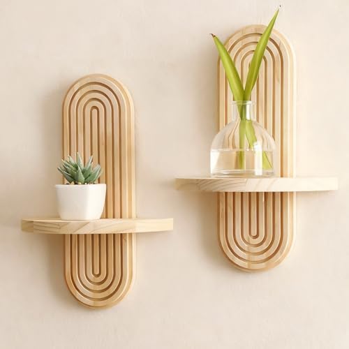 Artilady Boho Shelf Wall Decor, Solid Wood Floating Shelves Srorage Display by Artilady