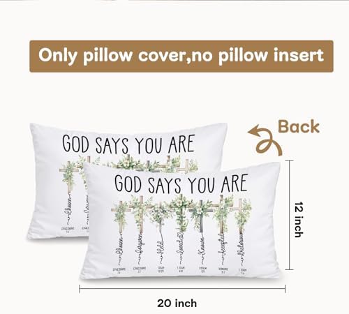 Floral Cross Christian 12x20 Pillow Cover, Bible Verse Home Decor, God Says You - Image 3