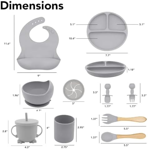 Silicone Baby Feeding Set Moon Gray Infant Tableware Collection - Image 7