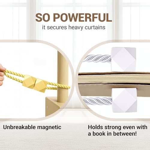 Hion Magnetic Curtain Tiebacks Golden 6pcs, Curtain Holdbacks Hooks Holders - Image 5