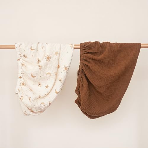 Konssy 100% Cotton Muslin Changing Pad Cover 2 Pack - Image 6