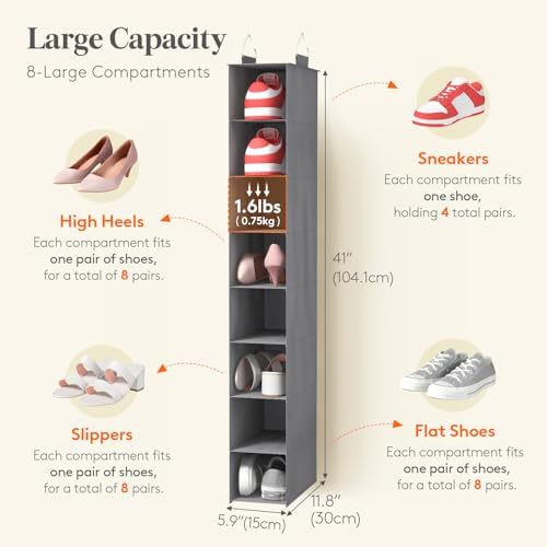 Lifewit 8 Section Hanging Shoe Storage Organizer - Image 3