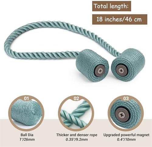 Hion Magnetic Curtain Tiebacks Blue 4pcs, Curtain Holdbacks Hooks Holders - Image 2